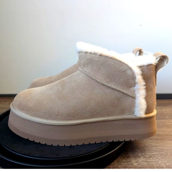 UGG Koolaburra Mini Platform Boots Size 7 UGG Ultra Mini Sand Light Beige Tan - Picture 6 of 8